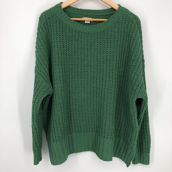 American Eagle Sweater Womens Small Green Chunky Knit‎ Pullover Ribbed Hem Cozy - Picture 1 of 15